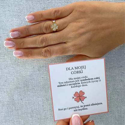 Dla mojej córki - pierścionek z koniczynką na szczęście | Regulowany