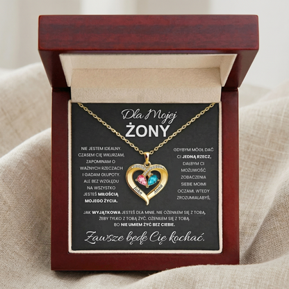 Dla Mojej Żony - Kamień Urodzinowy Serce Naszyjnik