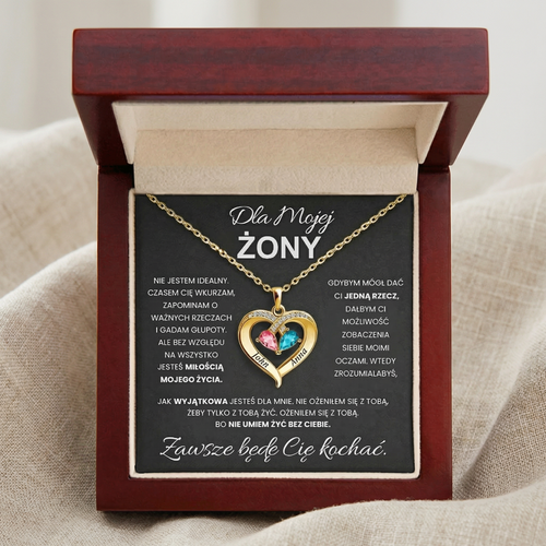 Dla Mojej Żony - Kamień Urodzinowy Serce Naszyjnik