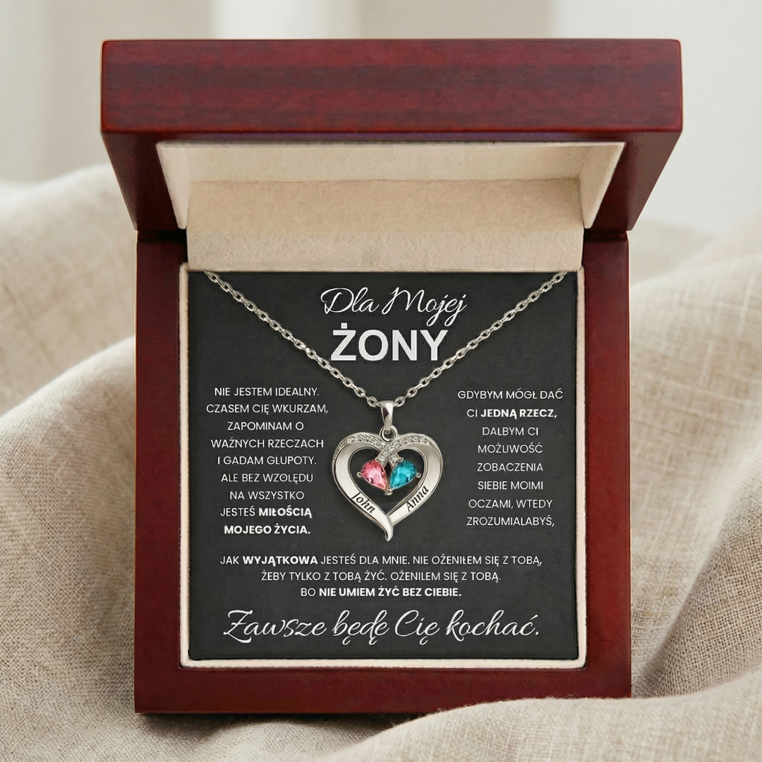 Dla Mojej Żony - Kamień Urodzinowy Serce Naszyjnik