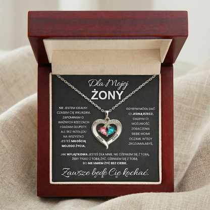 Dla Mojej Żony - Kamień Urodzinowy Serce Naszyjnik