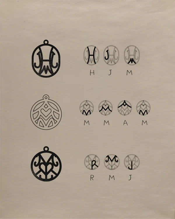 Inicjały Rodzinne Monogram Wisiorek