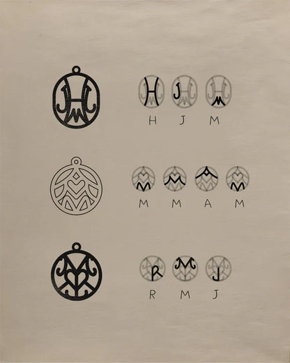 Inicjały Rodzinne Monogram Wisiorek