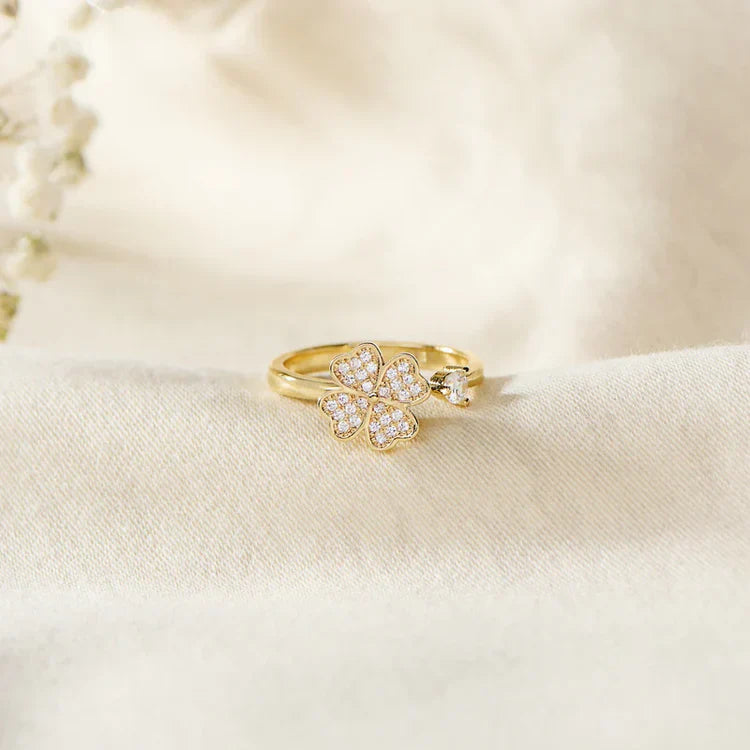 Dla mojej córki - pierścionek z koniczynką na szczęście | Regulowany