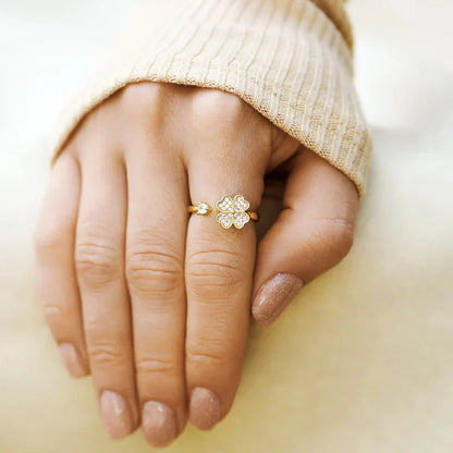 Dla mojej córki - pierścionek z koniczynką na szczęście | Regulowany